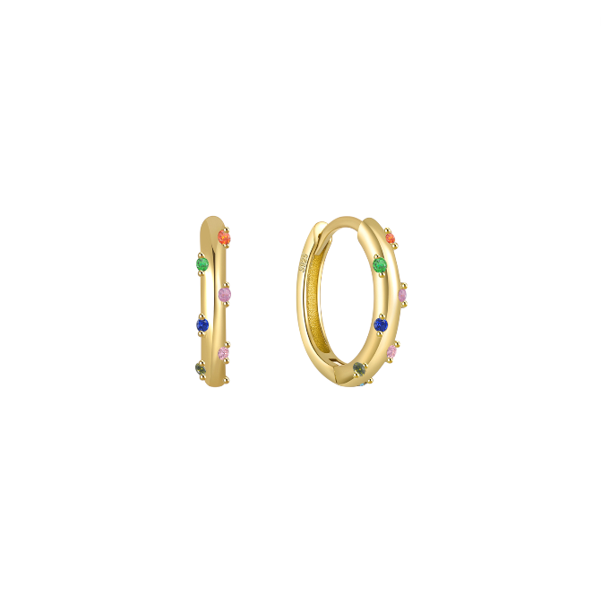 Colourful Stones Huggie Hoops