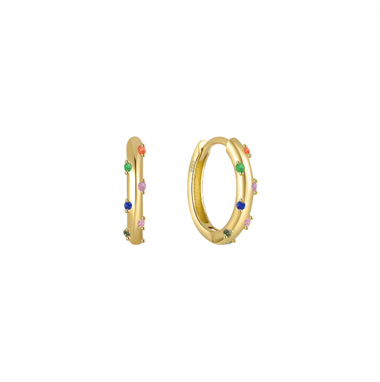 Colourful Stones Huggie Hoops