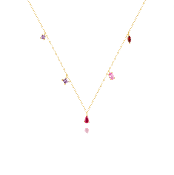 Dangling Pink Crystals Necklace