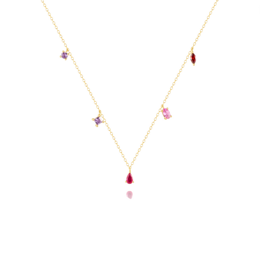 Dangling Pink Crystals Necklace