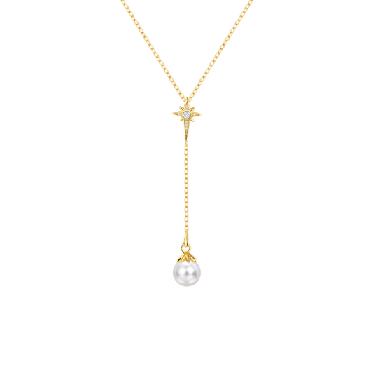 North Star Pearl Lariat Necklace