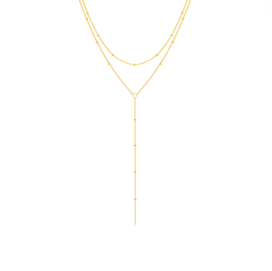Double Curb Chain Lariat Necklace