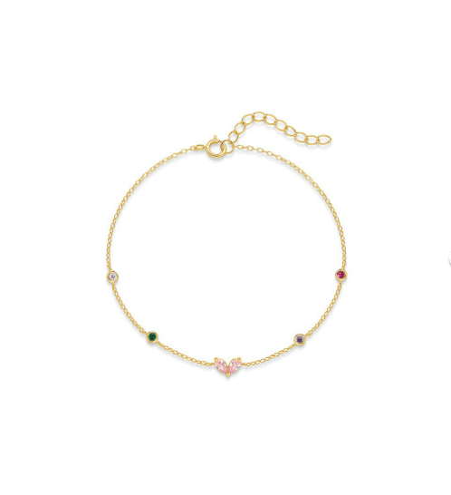 Pink Petals Colorful Stones Bracelet