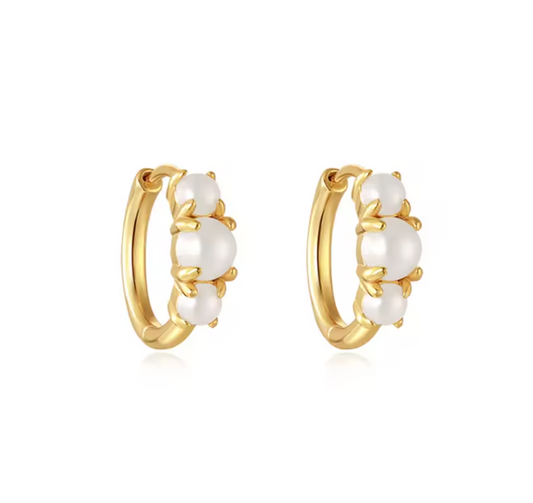 Trio Pearls Hoops
