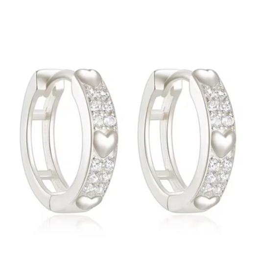 Thick Pavé Hoops with Hearts