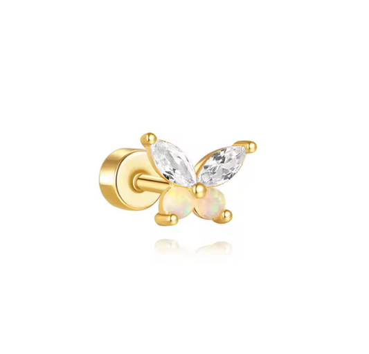 Opal Butterfly Stud Earring