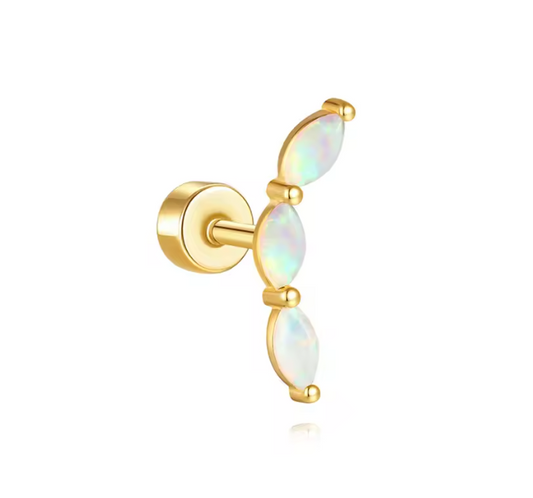 Triple Opal Marquise Stud Earring