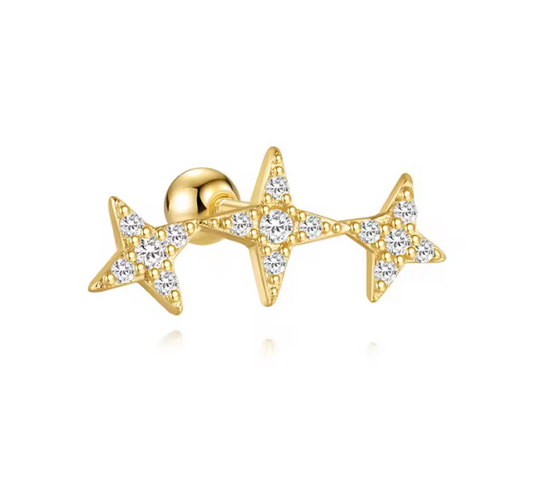 Triple Pavé North Stars Stud Earring