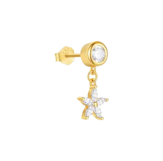 Drop Flower Circle Stud