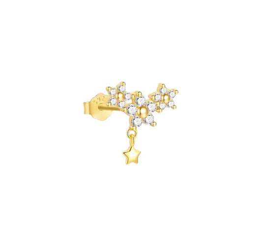 Triple Flowers Drop Star Stud