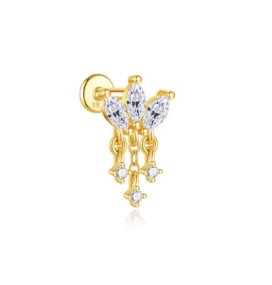 Drop Chains Lotus Stud