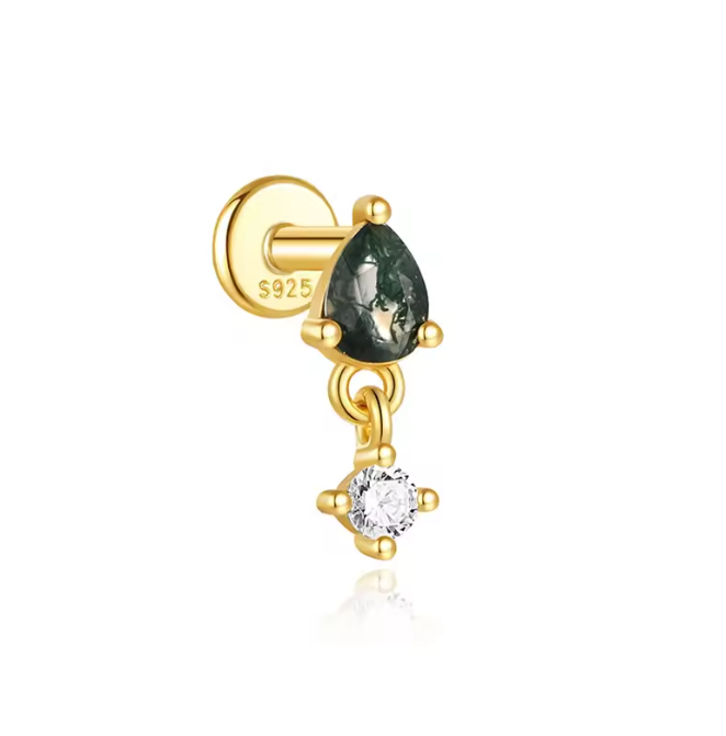 Pear Drop Circle Stud