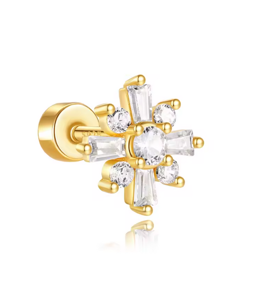 Baguettes Flower Stud