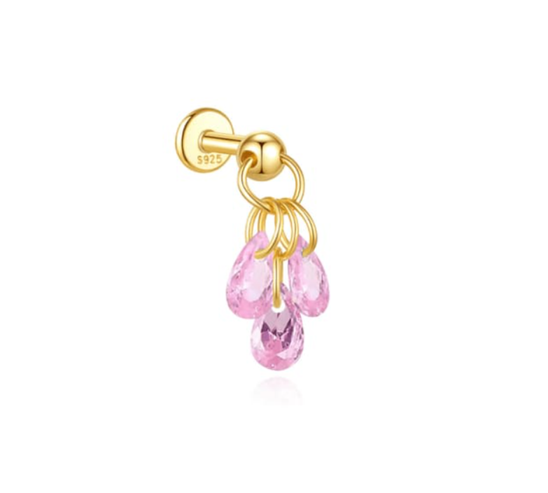 Dangling Triple Crystal Charms Stud Earring