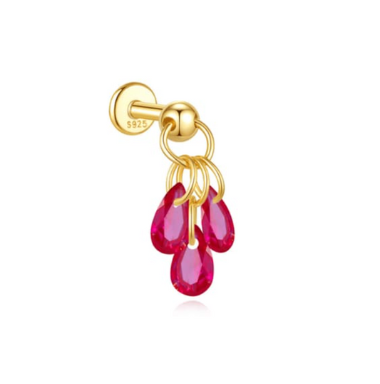 Dangling Triple Crystal Charms Stud Earring
