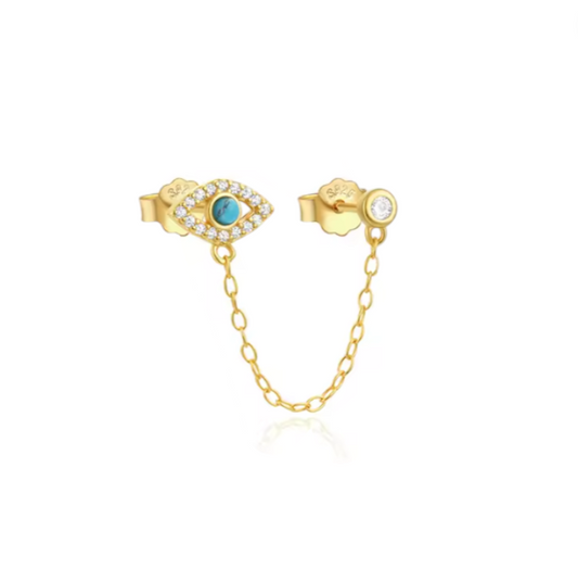 Evil Eye Crystal on Chain Earring