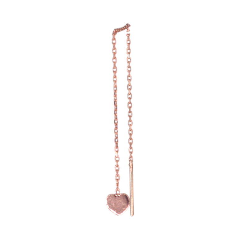 Rose Gold Heart Threader Earring