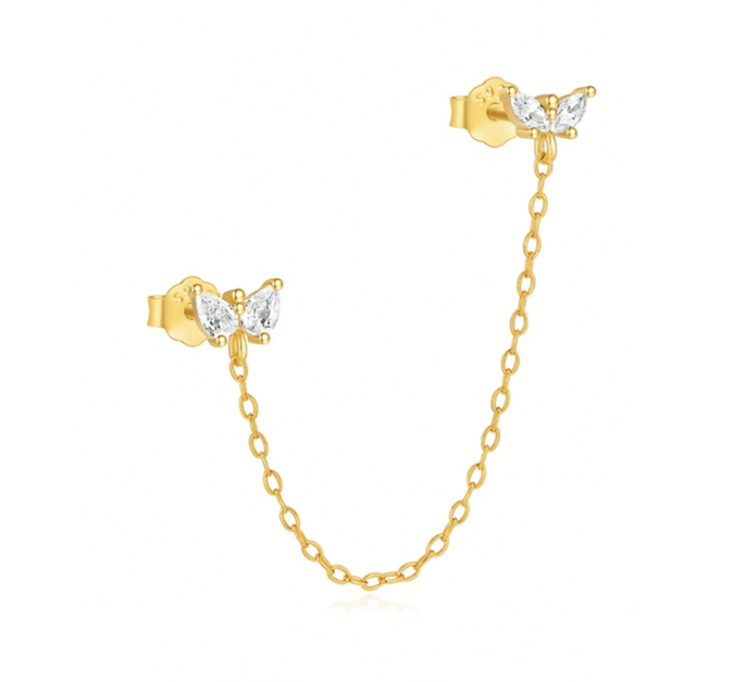 Chain on Butterflies Stud