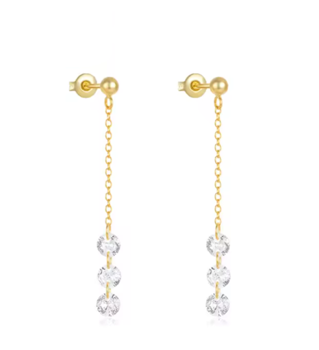 Trio Crystals Tassel Earring