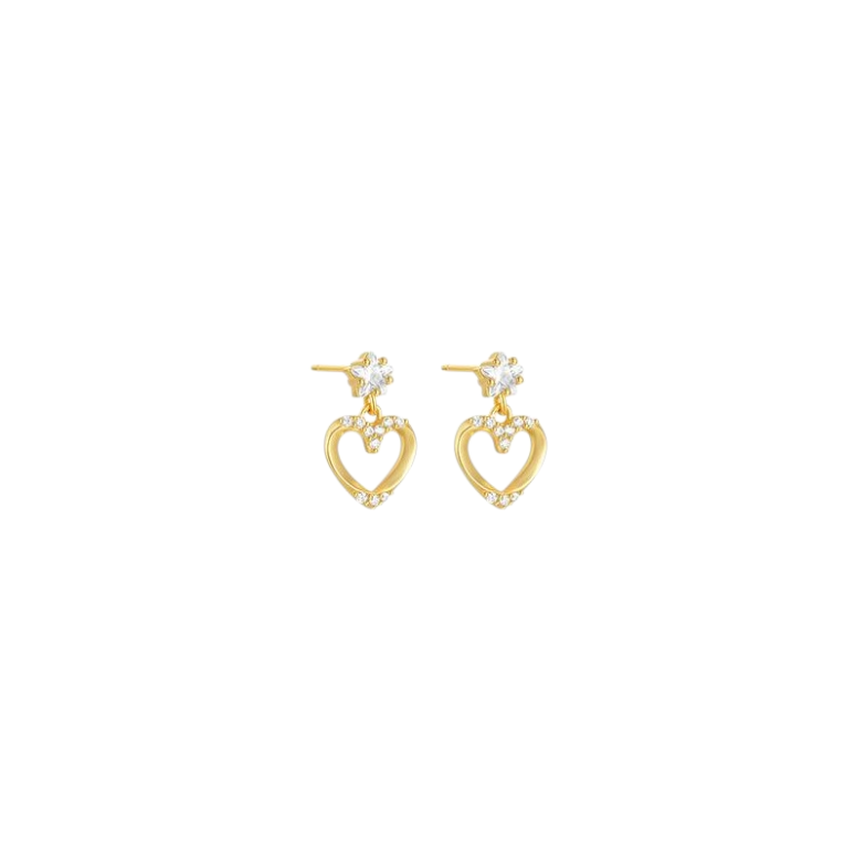 Circle Drop Hollow Heart Stud