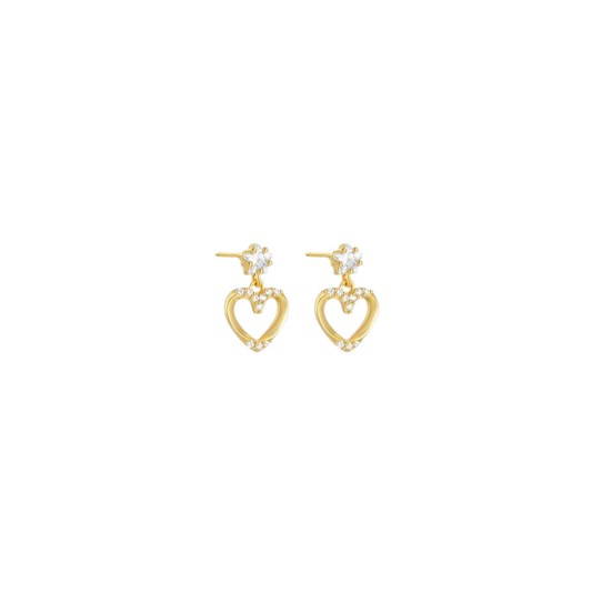 Circle Drop Hollow Heart Stud