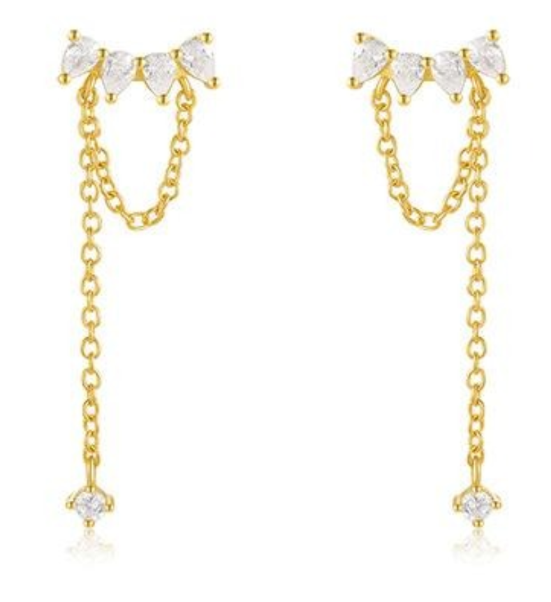 Curved Pears Tassel Chains Earring