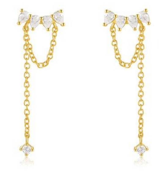 Curved Pears Tassel Chains Earring