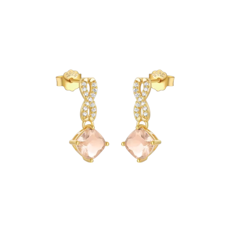 Pavé Infinity Pink Rhombus Earring