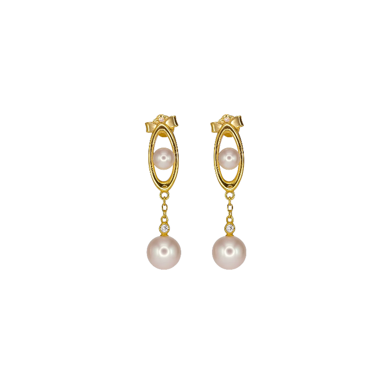 Hollow Oval Drop Pearls Earring