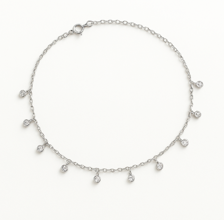 Dangling Circle Stones Anklet