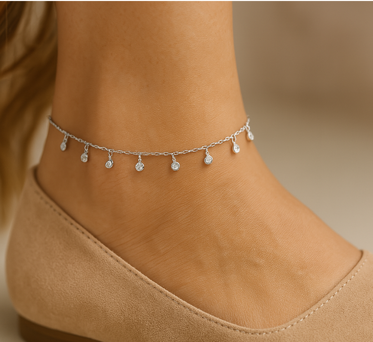 Dangling Circle Stones Anklet