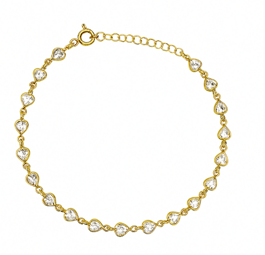 Connected Crystal Hearts Bracelet