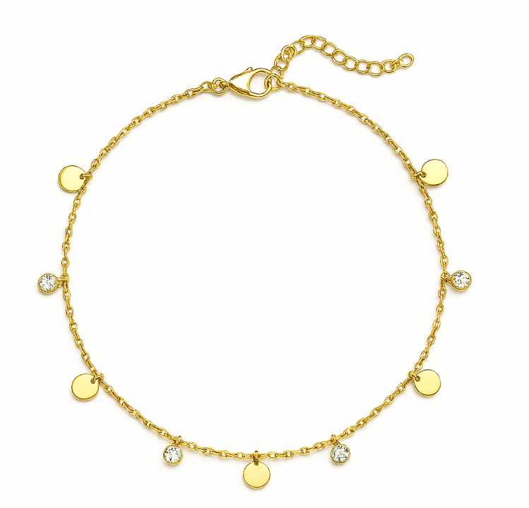 Dangling Circles and Stones Anklet