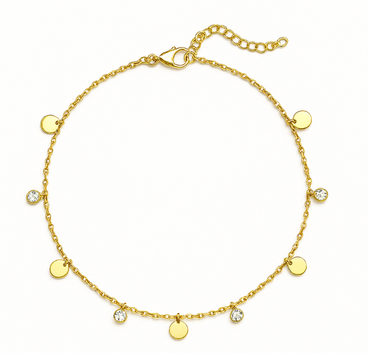 Dangling Circles and Stones Anklet