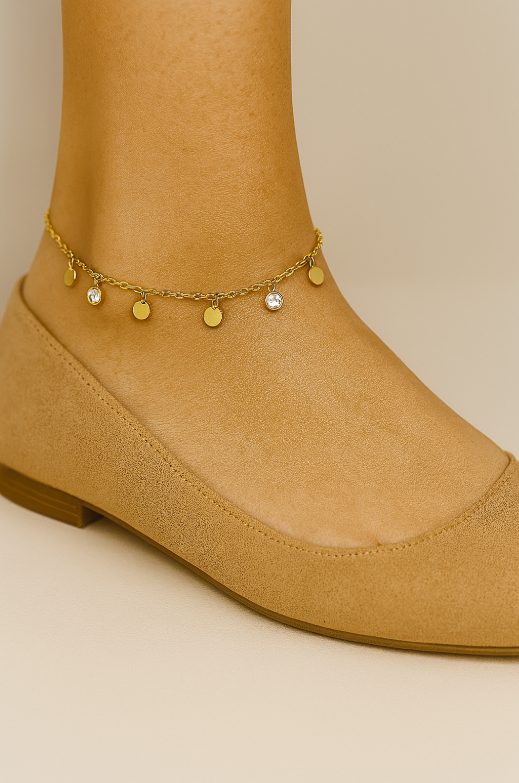 Dangling Circles and Stones Anklet
