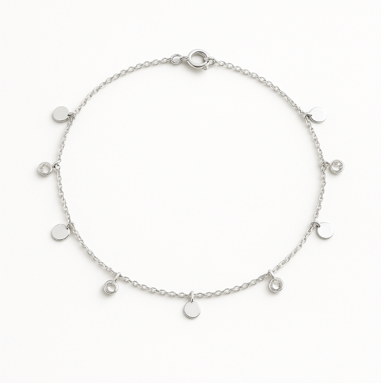 Dangling Circles and Stones Anklet
