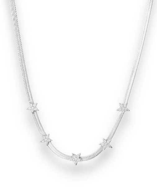 Pavé Stars Snake Chain Necklace