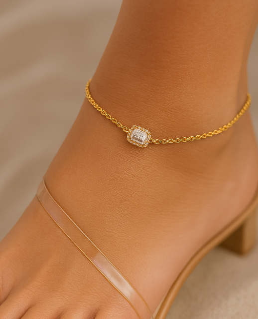 Baguette Crystal Bezel Anklet