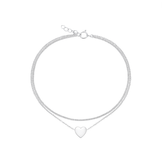 Bold Heart Double Chain Anklet