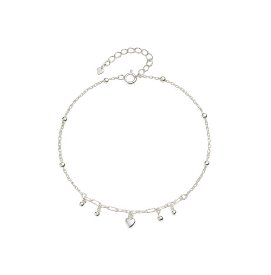 Dangling Heart Circle Beads Anklet