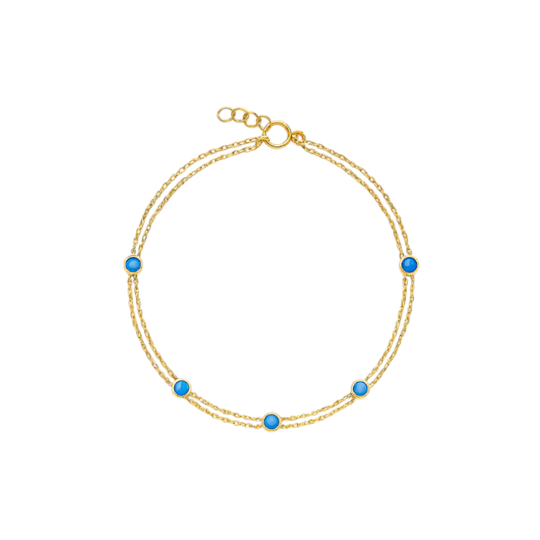 Double Chain with Blue Circles Anklet