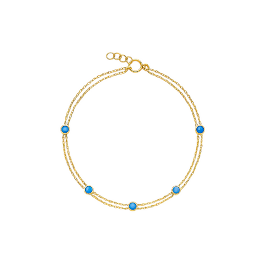 Double Chain with Blue Circles Anklet