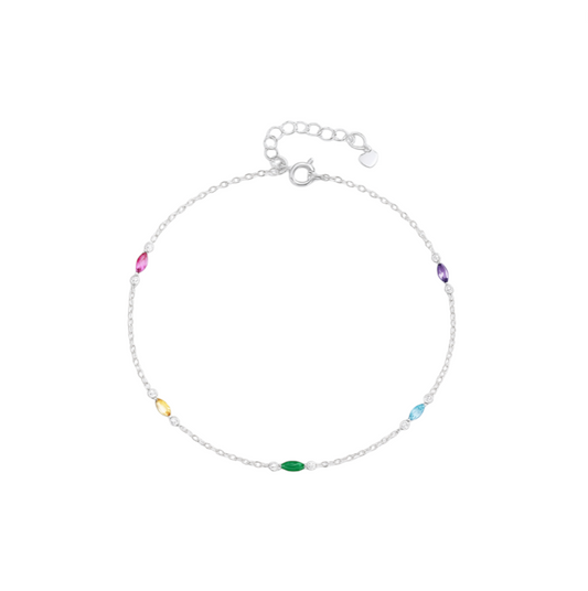 Multi Colorful Marquise Anklet