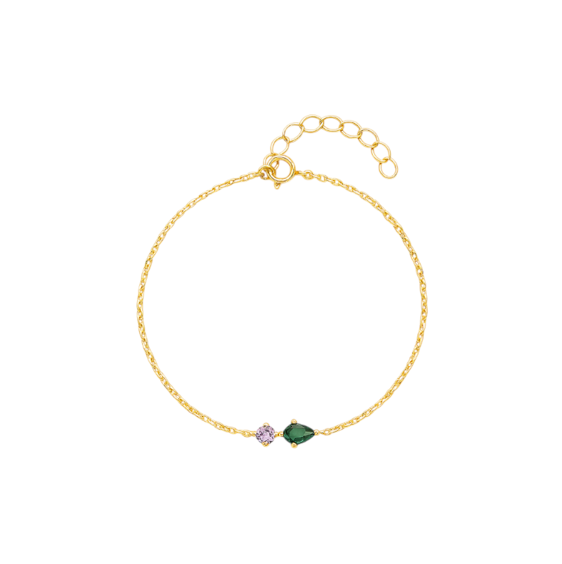 Purple Circle Green Pear Bracelet