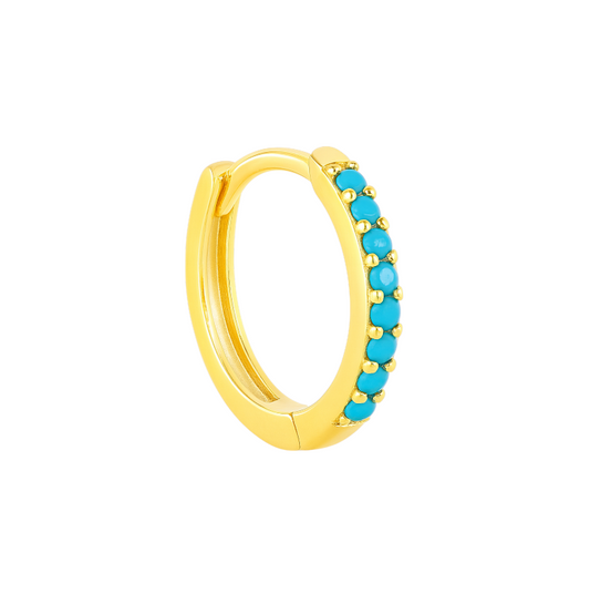 Turquoise Thin Pavé Hoops