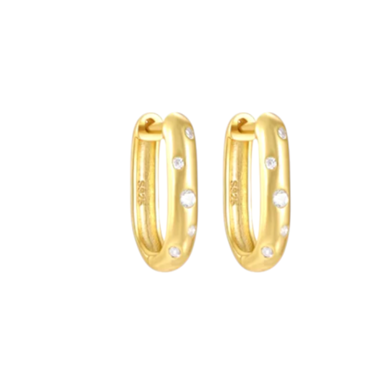 Scattered Circle Stones Bold Square Hoops