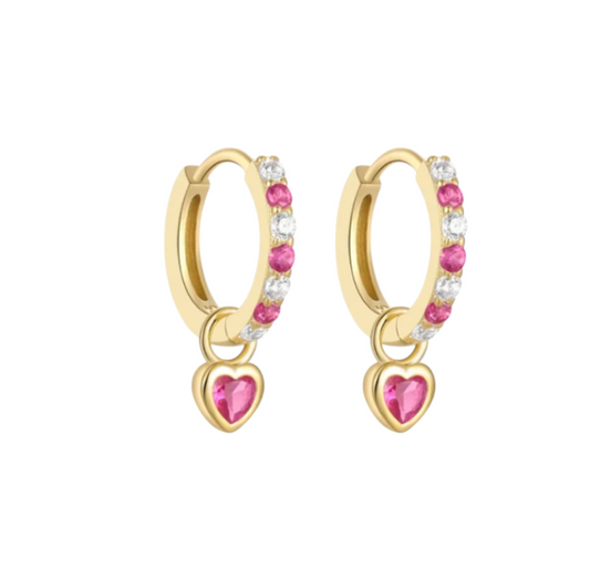 Candy Crystal Heart Charm Hoop