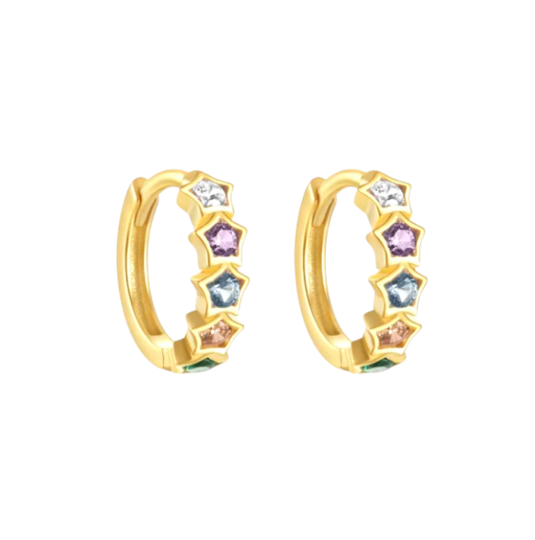 Colorful Stars Huggie Hoops
