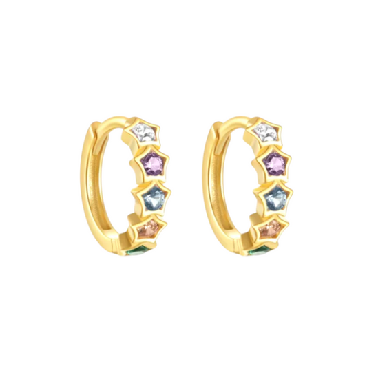 Colorful Stars Huggie Hoops