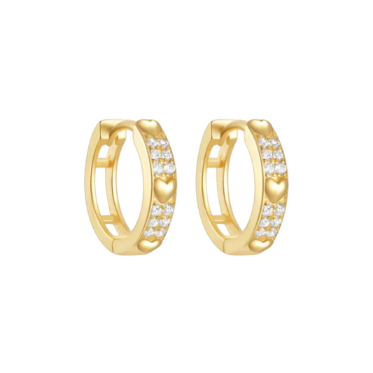 Thick Pavé Hoops with Hearts